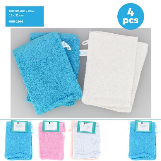 Set de 4 Gants de Toilettes 15x21cm env.