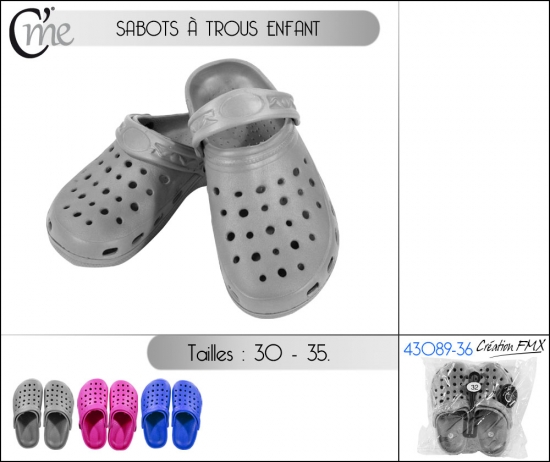 Sabots enfant / 3 assts - T30 à 35 - x3 assortiments