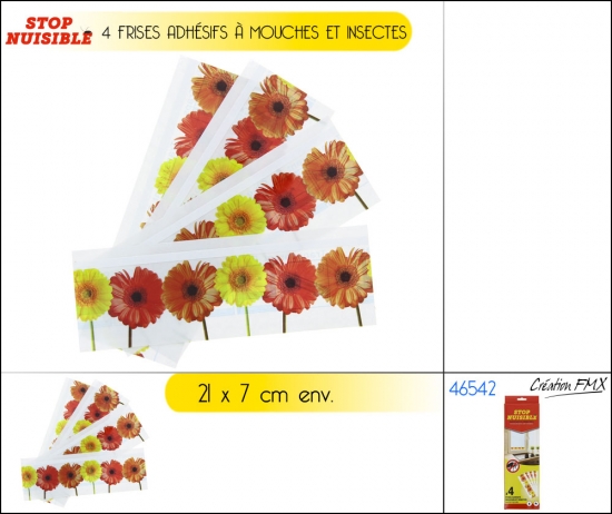 Piège à mouche frise florale adhésive x4pcs