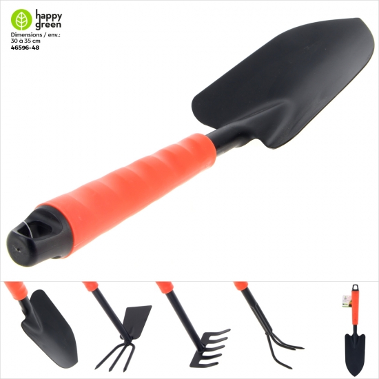 Outils de jardinage en acier (35 à 30 cm env.) /  3 modèles asst.