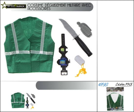 Costume déguisement militaire avec accessoires