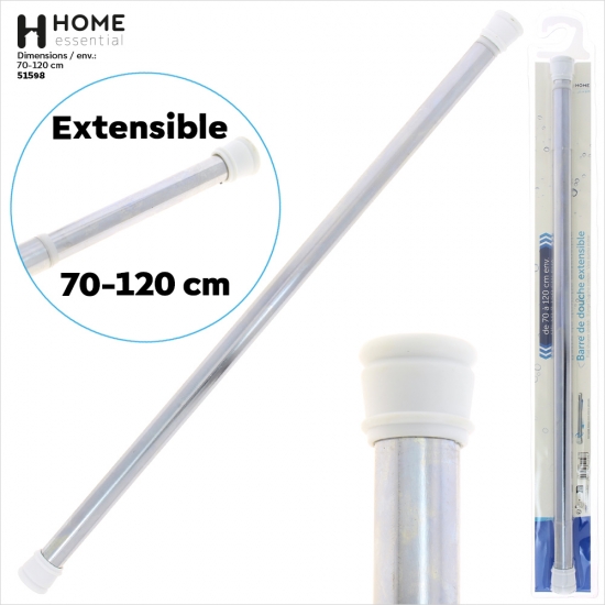 Barre de douche extensible 70-120 cm en acier chromé