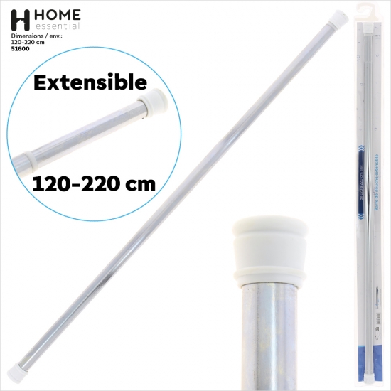 Barre de douche extensible 120-220 cm en acier chromé