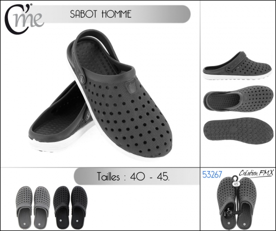Sabot homme en plastique 40-45 - 2 assortiments