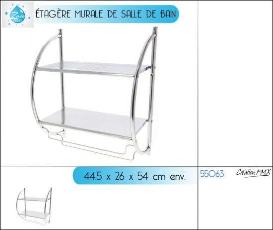 _x000D_Étagère murale de salle bain 44.5x26x54 cm