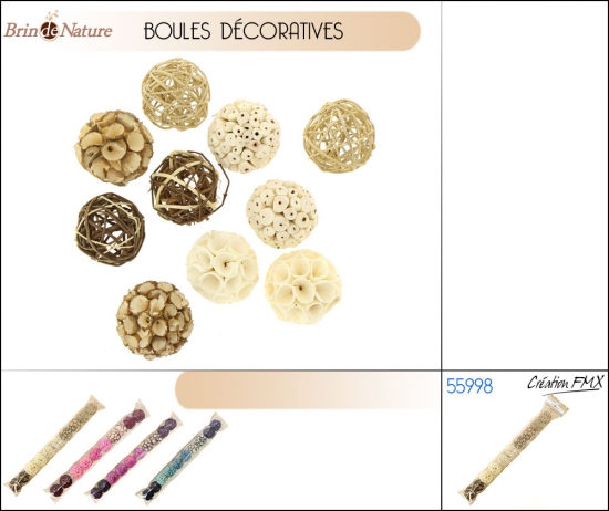 Boules décoratives Diamètre 6cm x 10 pcs - 4 asst.