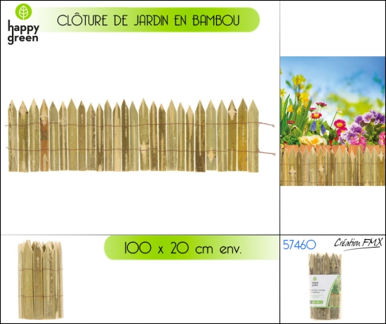 Clôture de jardin en bambou - Dim:100 x 20 cm