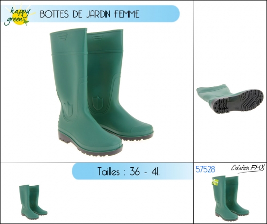 Bottes de jardin femme (36-41) couleur Verte-Noire
