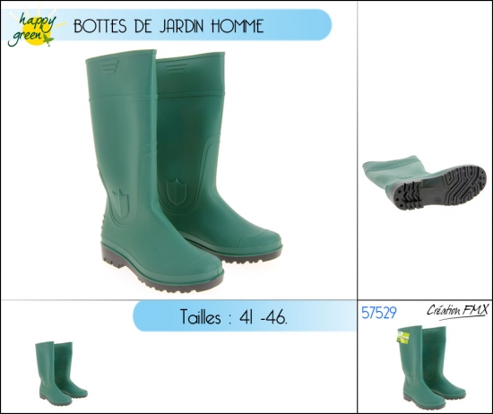 Bottes de jardin homme (41-46) couleur Verte-Noire