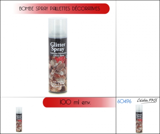 Bombe Spray Paillettes décoratives 100ml - ARGENTE