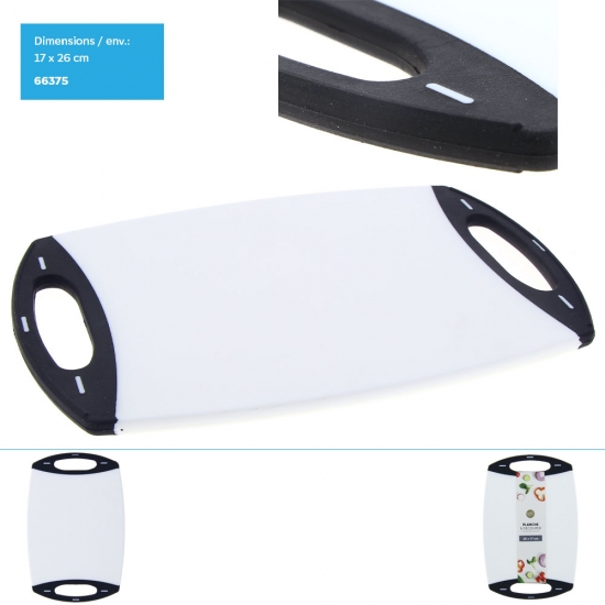 Planche à découper en plastique avec 2 anses 26x17CM env. épaisseur 8mm