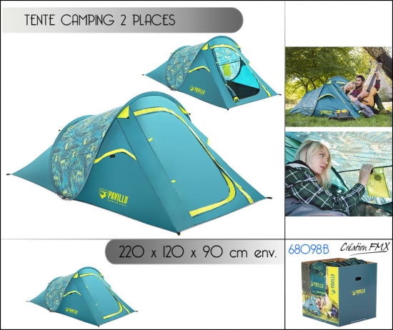 Tente de camping 2 places CoolRock 2 Pavillon 220 x 120 x 90 cm