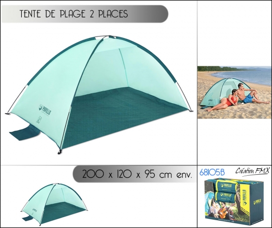 Tente de plage Pavillon 2 places 200 x 120 x 95 cm - Proction contre UV